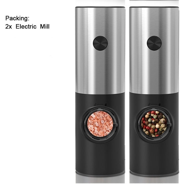 Electric Automatic Salt and Pepper Mill with LED Light and Adjustable Grind