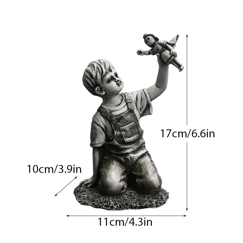 Banksy Flower Thrower Resin Sculpture Handcrafted Pop Art Figurine