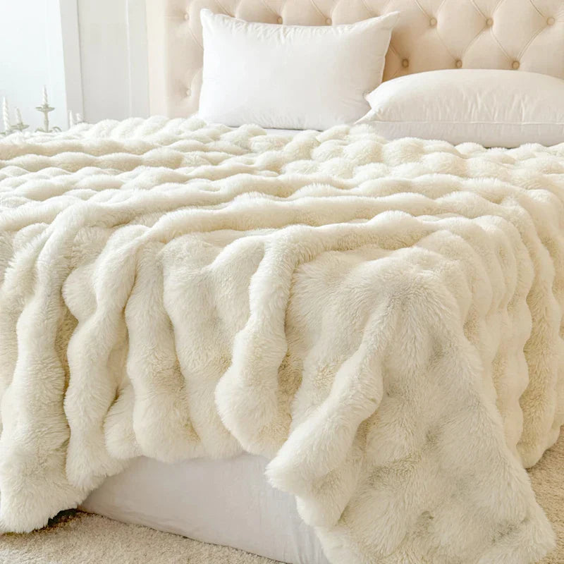 Extra Thick Faux Fur Throw Blanket - Oversized Double-Layer Design