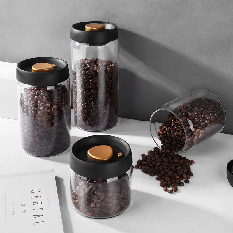 Airtight Glass Vacuum Sealed Canister for Coffee Beans and Food Storage