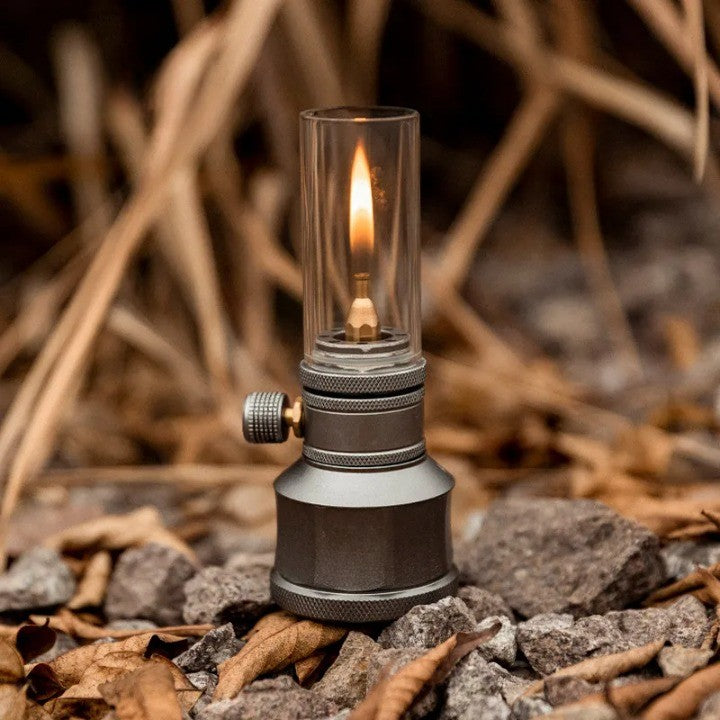 Portable Aluminum Butane Camping Lantern with Adjustable Flame