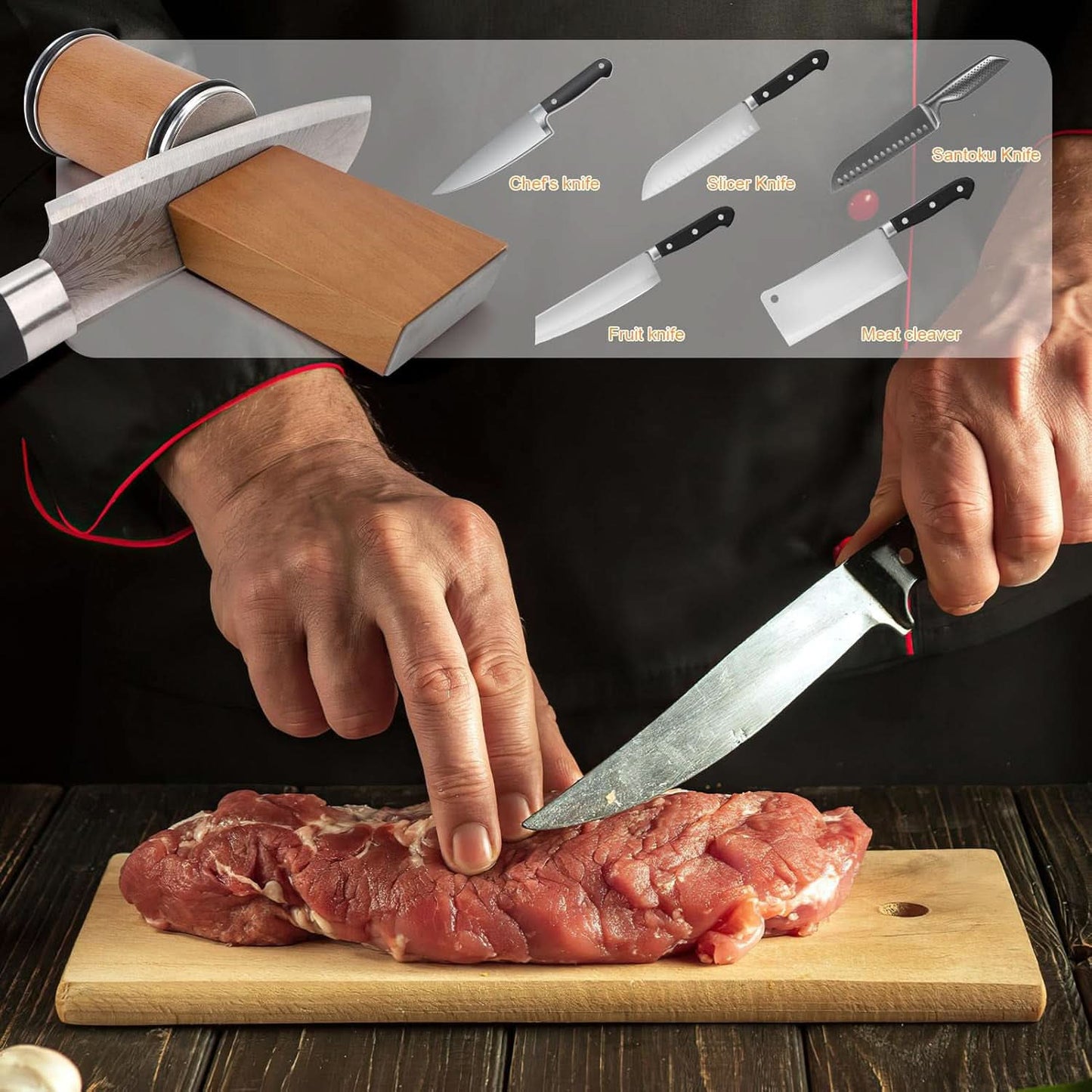 Rolling Diamond and Ceramic Knife Sharpener with Magnetic Angle Guide