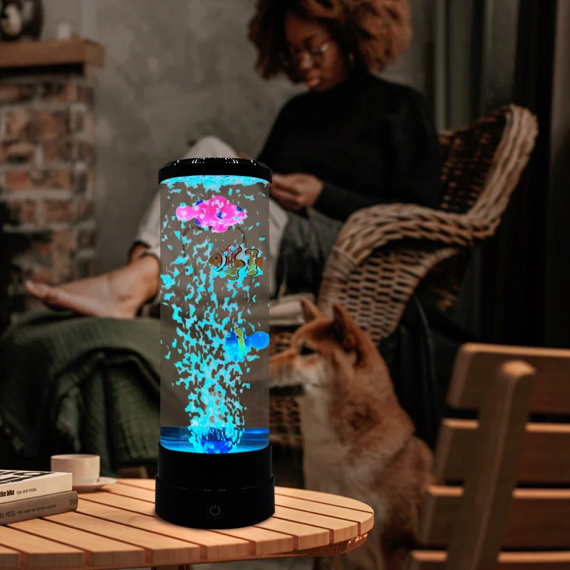 LED Colorful Bubble Fish Lamp with USB Rechargeable Night Light