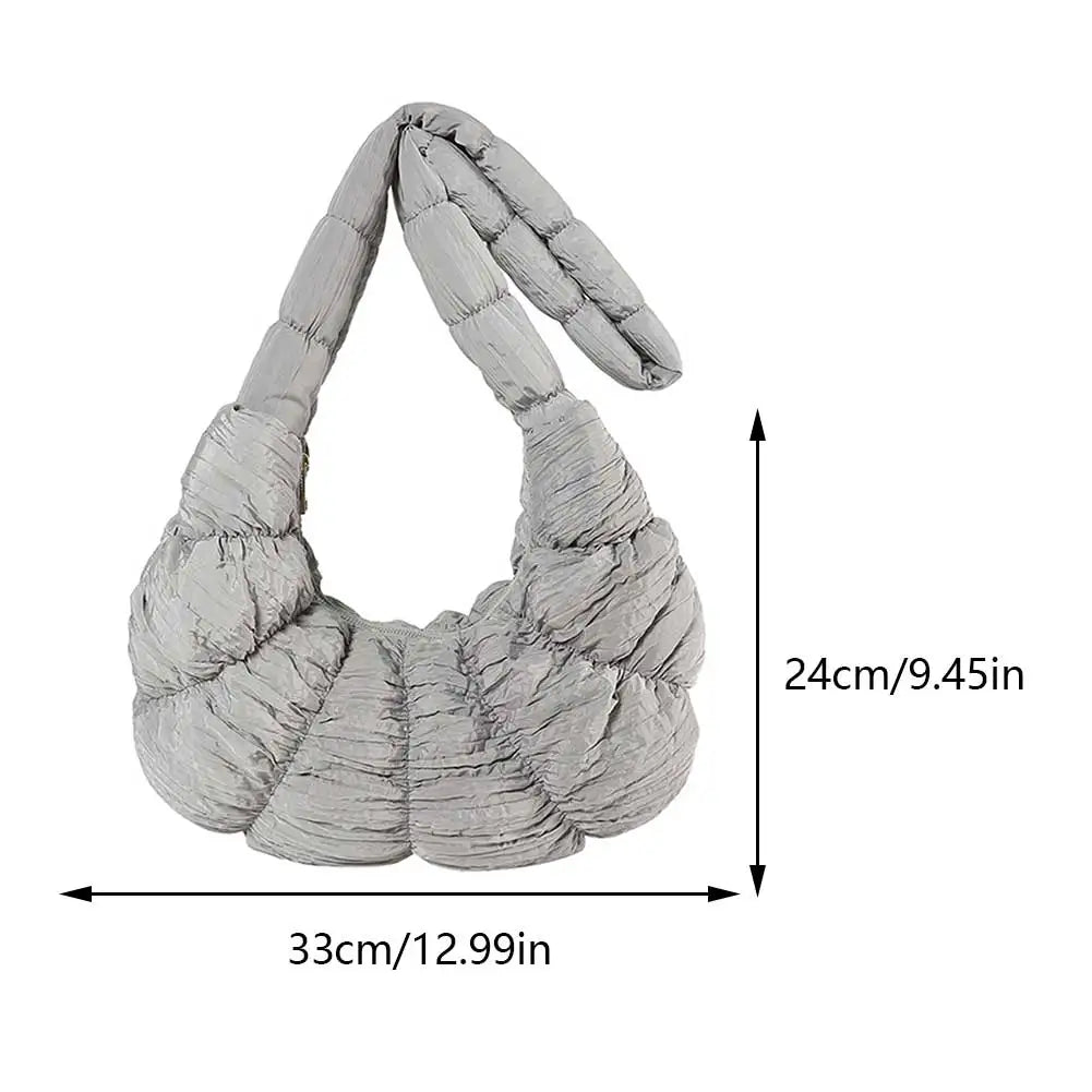 Puff Croissant Shoulder Bag - Lightweight Nylon Tote