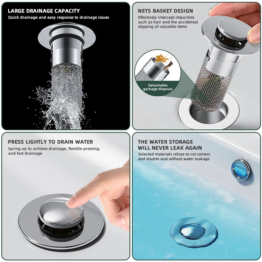 Stainless Steel Pop-Up Sink Strainer and Drain Filter