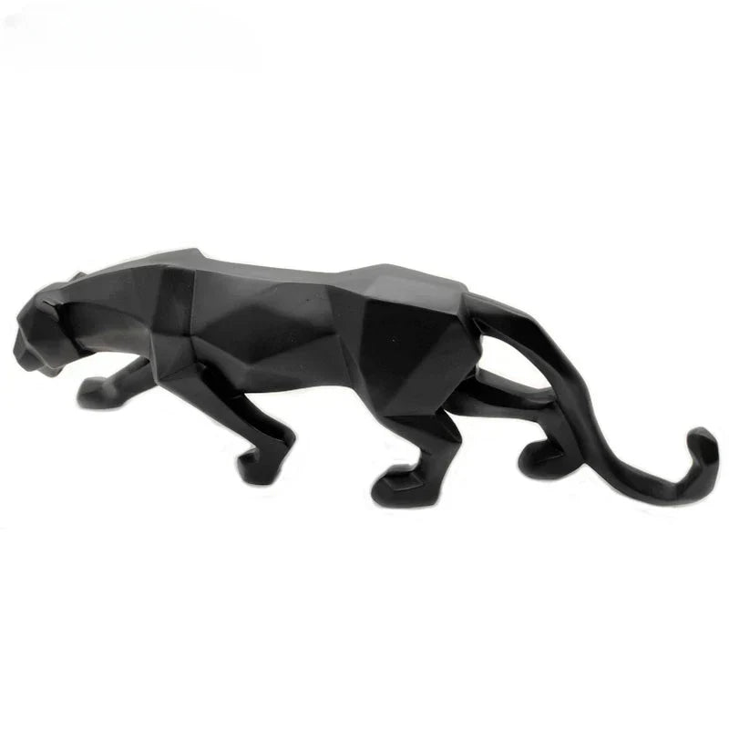 Abstract Leopard Statue in Resin - Modern Geometric Animal Figure for Home Office Decor