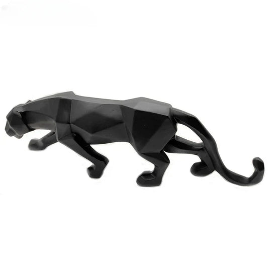 Abstract Leopard Statue in Resin - Modern Geometric Animal Figure for Home Office Decor