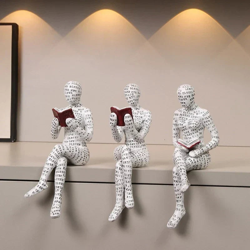 Sitting Reading Figure Decorative Accent for Book Lovers