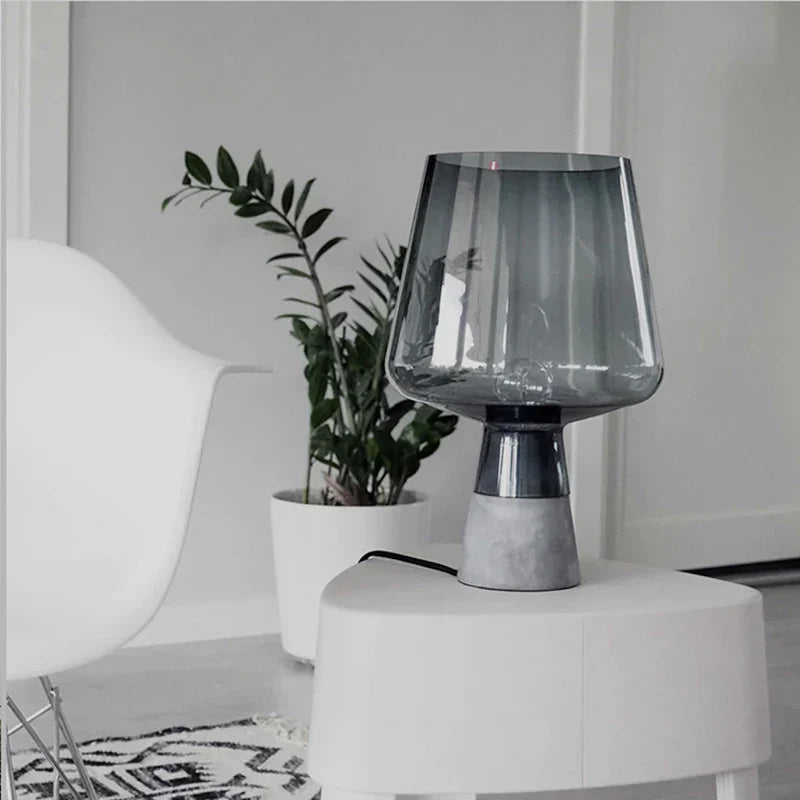 Concrete and Glass Minimalist Table Lamp