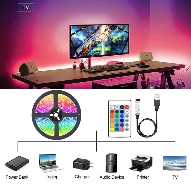 USB RGB LED Strip Lights with App Control for TV and Room Decor