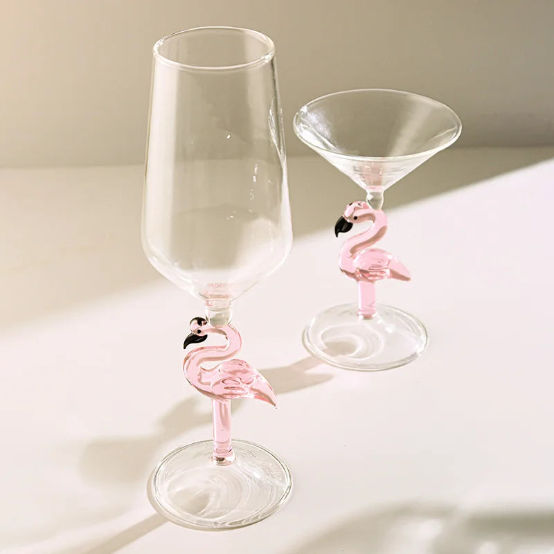 Flamingo Handle Glassware Set for Cocktails and Wine