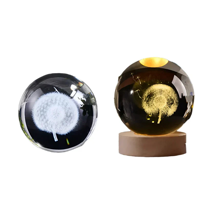 3D Crystal Starry Sky Projector Night Light with Wooden Base