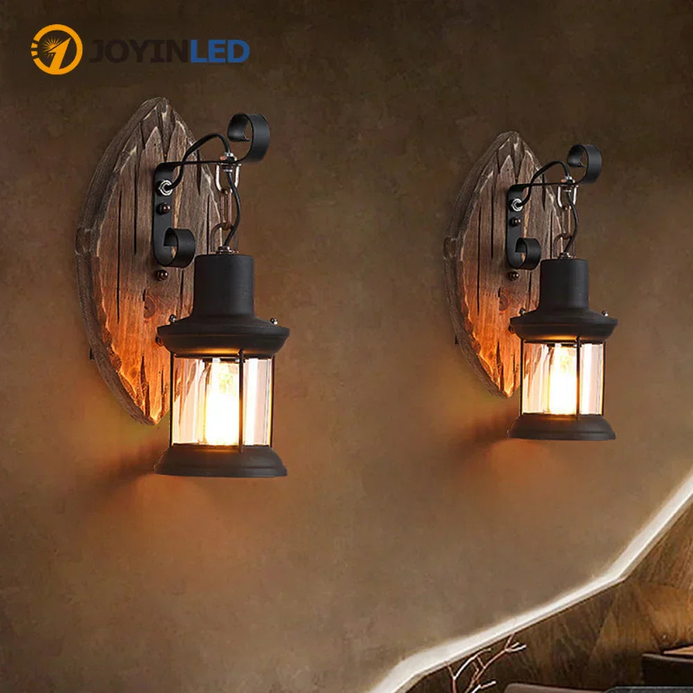 Vintage Industrial Wall Lamp with Metal Cage Design