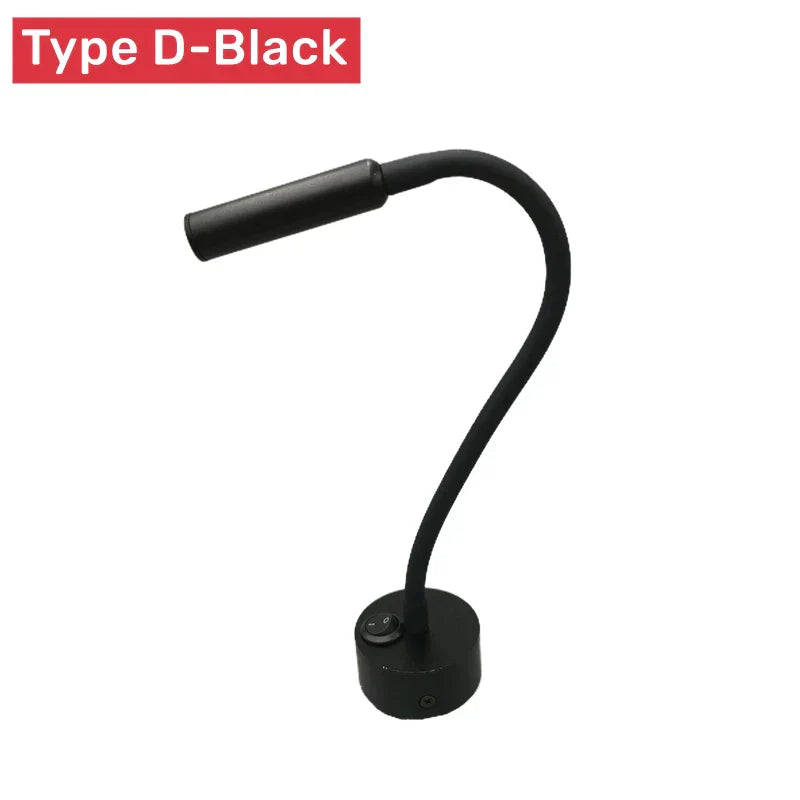 Adjustable LED Reading Wall Lamp with Gooseneck and Touch Switch - 1W/3W Options
