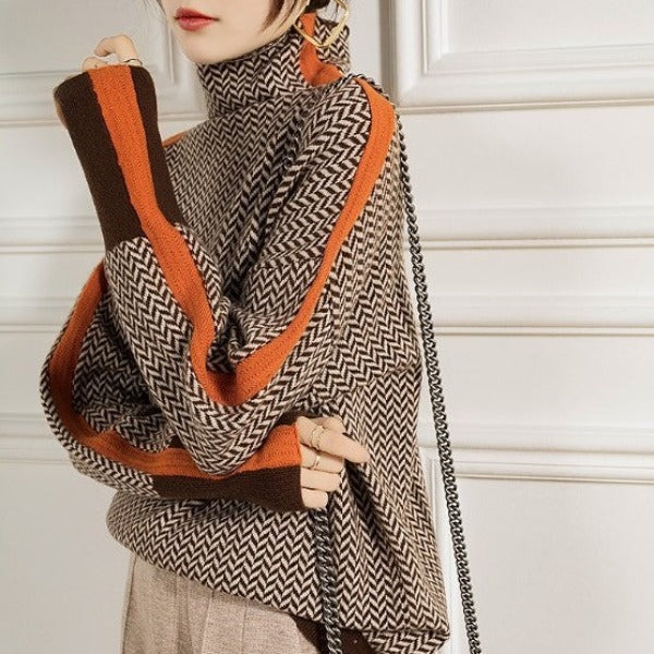 Eleanor | Herringbone Luxe Turtleneck