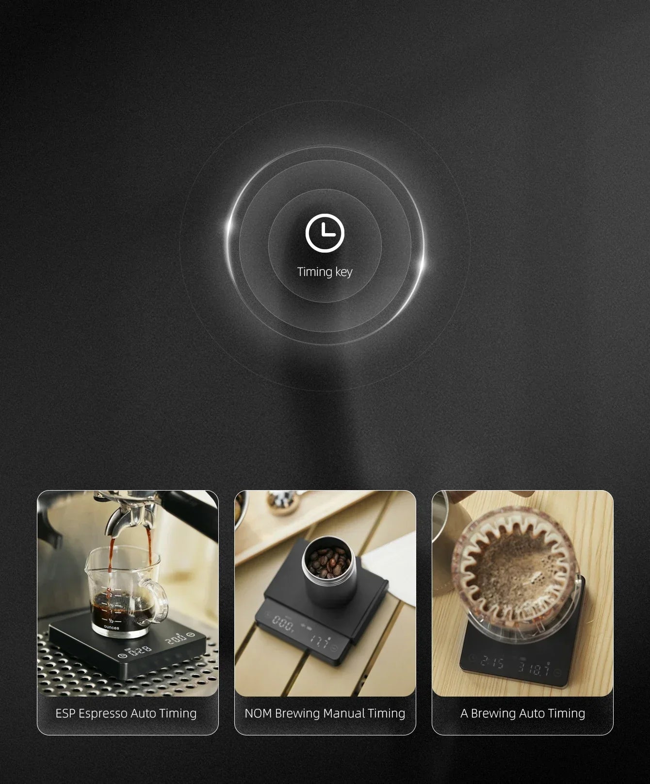 Digital Espresso Coffee Scale with Mini Smart Timer, 2 kg Capacity, USB Rechargeable, Accurate to 0.1 g