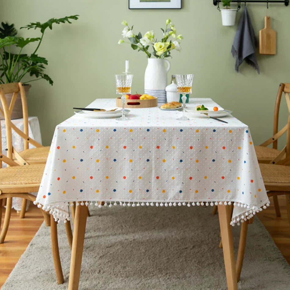 Floral Cotton Tablecloth in Rectangular and Round Shapes