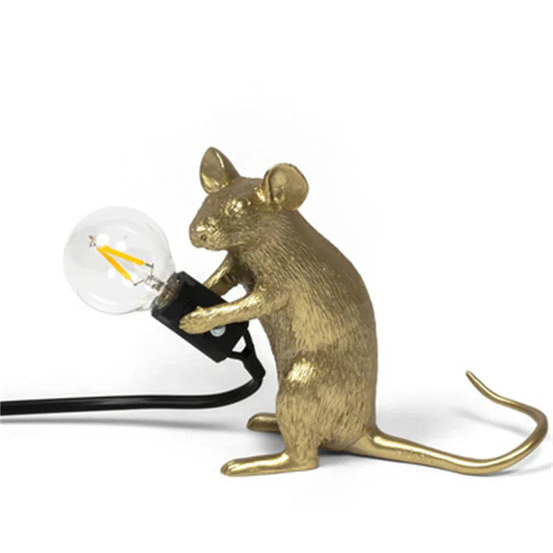 LED Animal Table Lamps - Resin Rat, Cat, Squirrel Night Lights