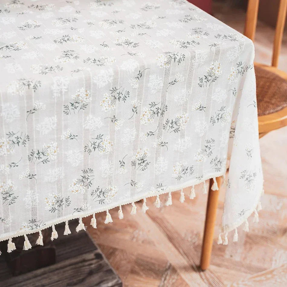 Floral Cotton Tablecloth in Rectangular and Round Shapes