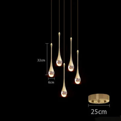 Crystal Pendant Light with Gold Finish and LED Bulbs