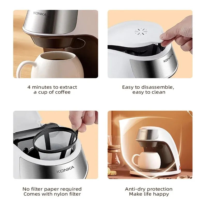 2-in-1 Coffee and Tea Maker with Quick Heating, 300ml Capacity