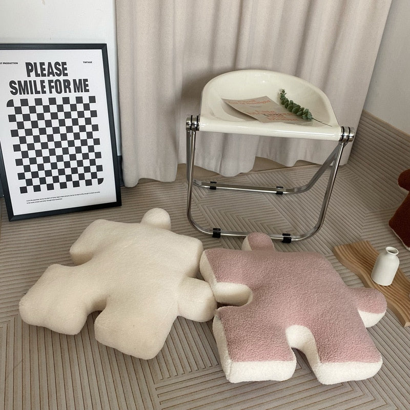 Premium Wool and Cotton Puzzle Block Pillow 20 x 20 Inch