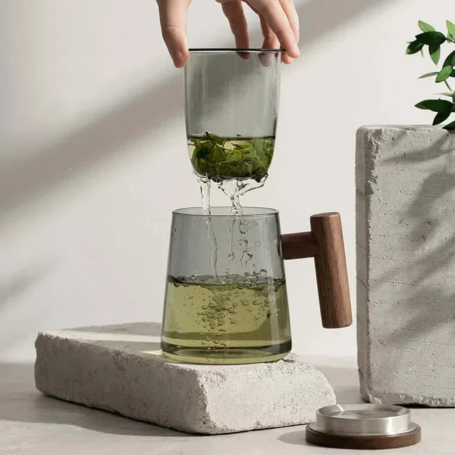Heat-Resistant Glass Tea Cup with Strainer and Lid