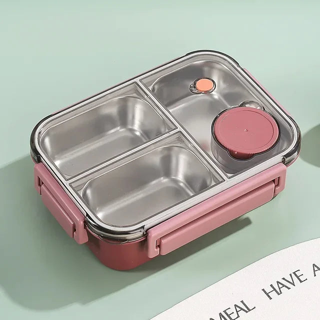 Insulated Stainless Steel Lunch Box with Divided Compartments