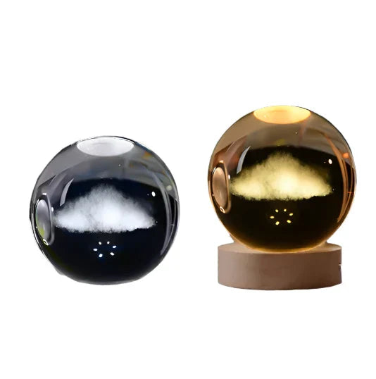 3D Crystal Starry Sky Projector Night Light with Wooden Base