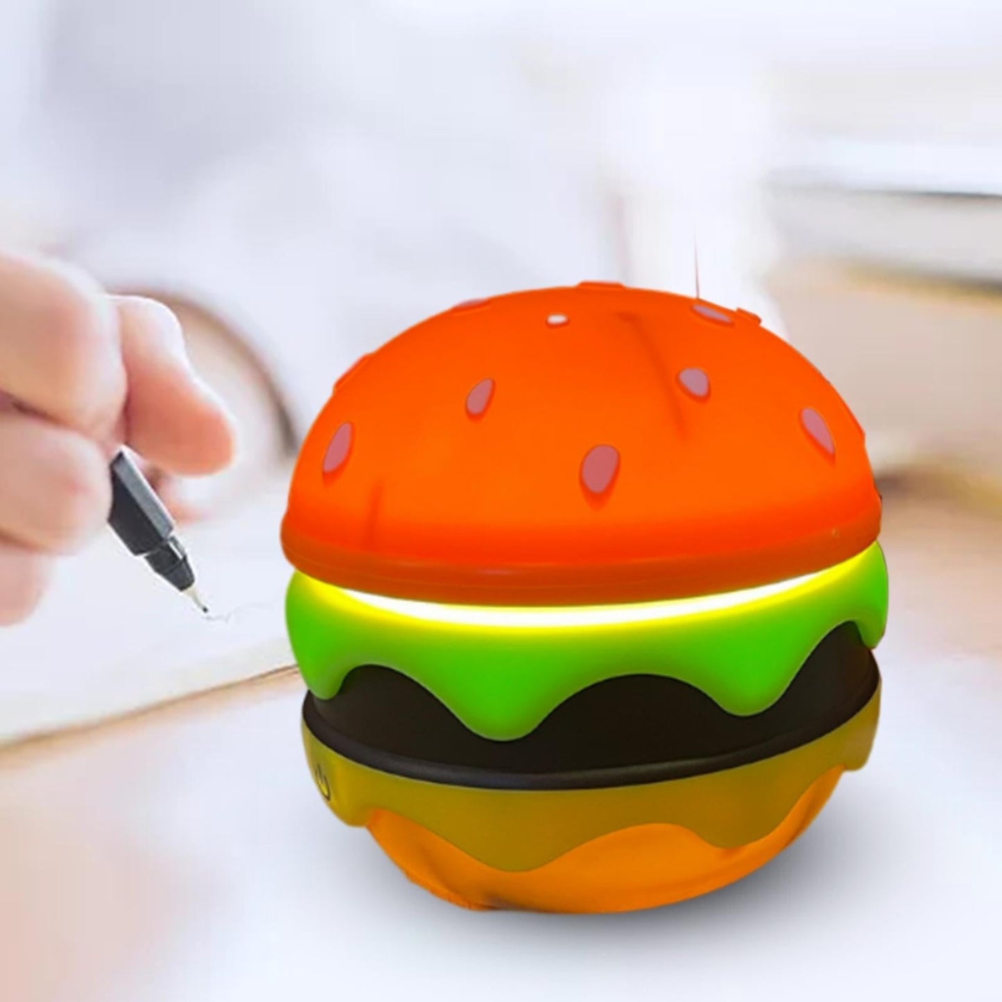 Foldable Wireless Hamburger Table Lamp with Adjustable Brightness