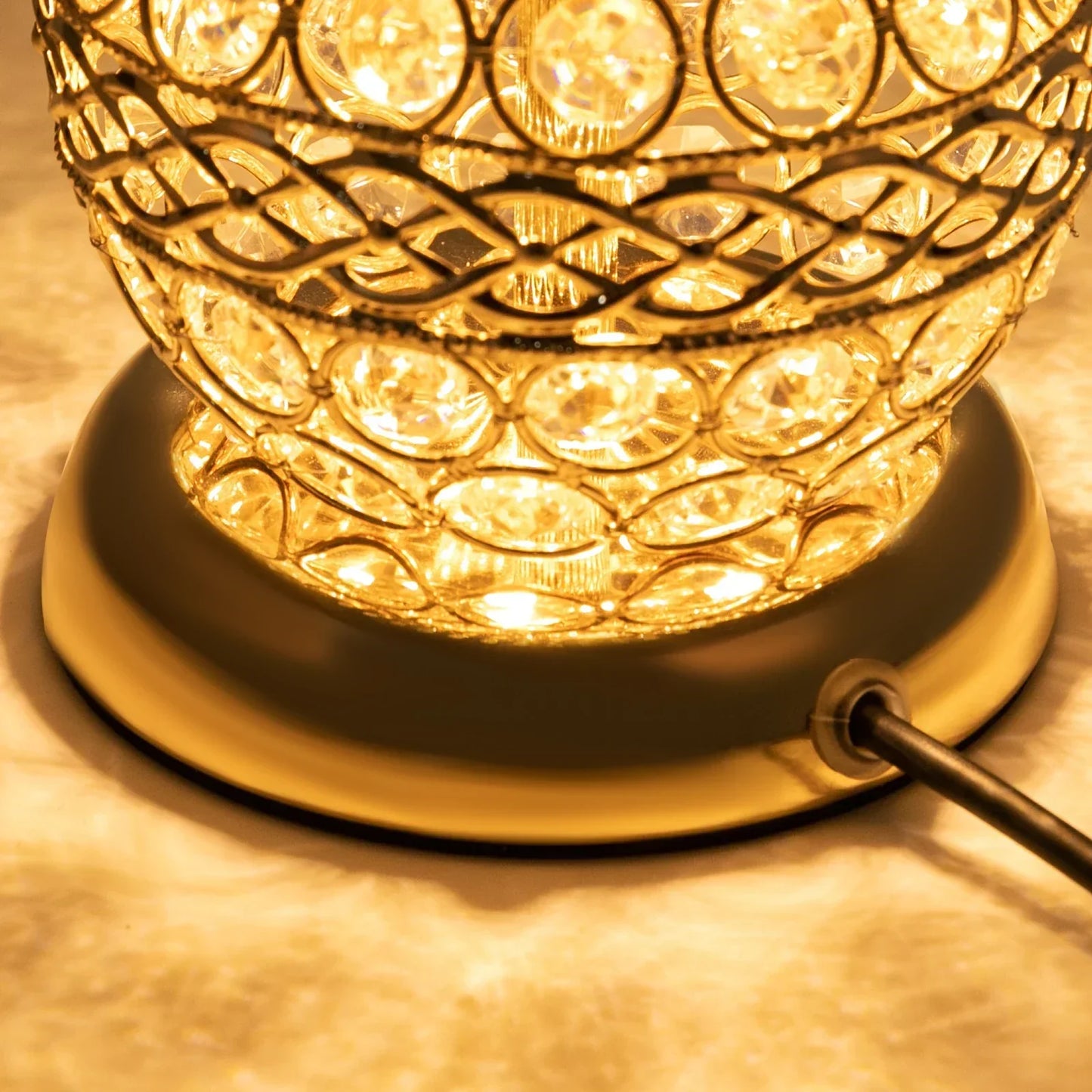 Gold Crystal Modern Table Lamp with LED Light