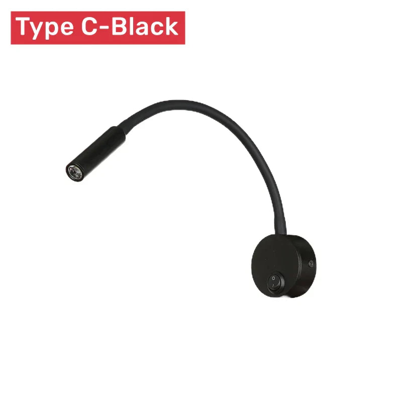Adjustable LED Reading Wall Lamp with Gooseneck and Touch Switch - 1W/3W Options