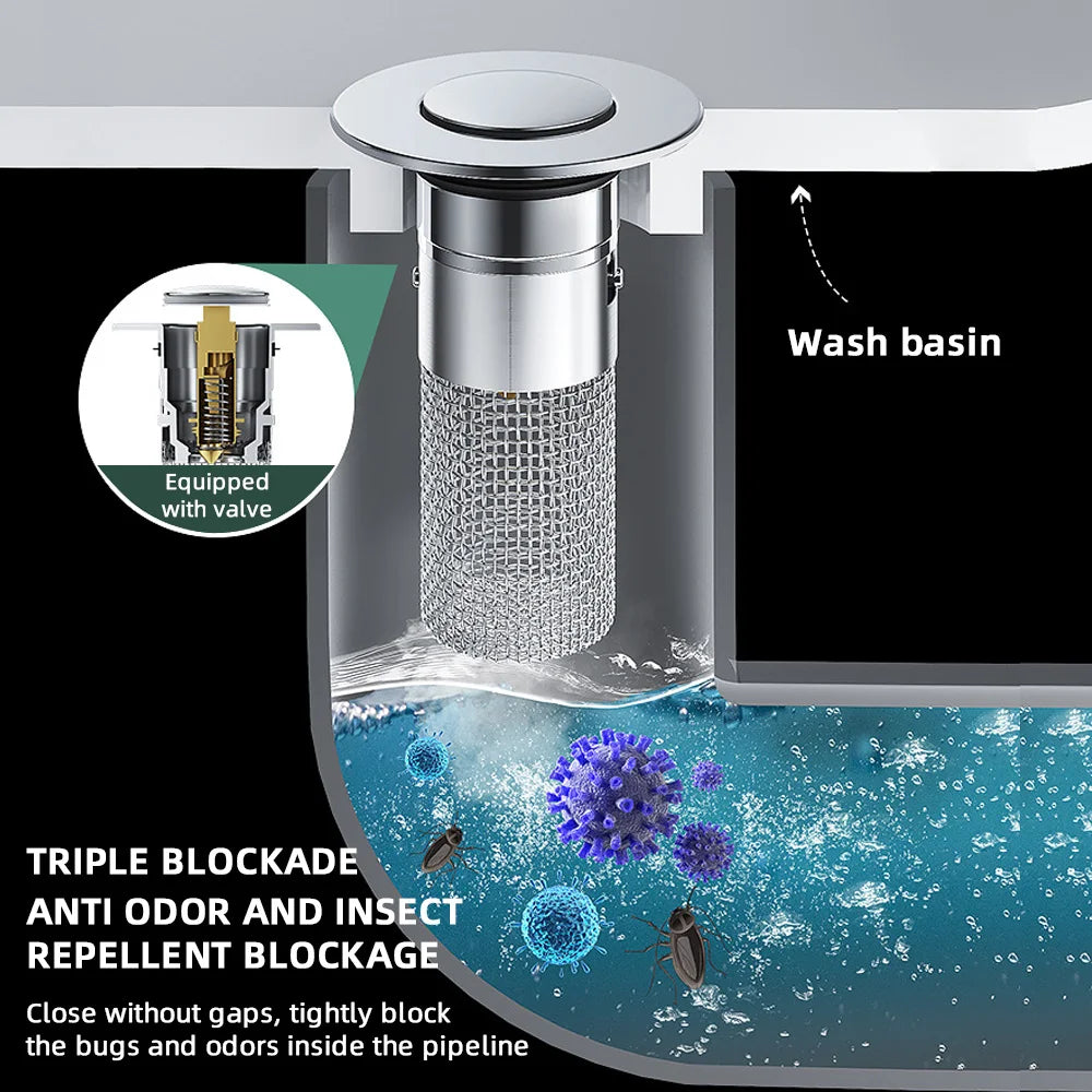 Stainless Steel Pop-Up Sink Strainer and Drain Filter