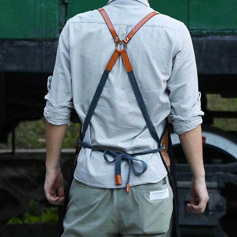Premium Leather Kitchen Apron with Fire-Resistant Straps