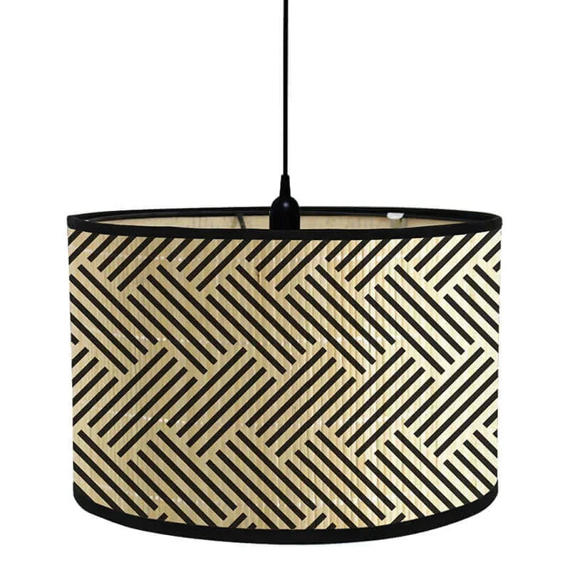 Art Deco Bamboo and Iron Drum Lampshade