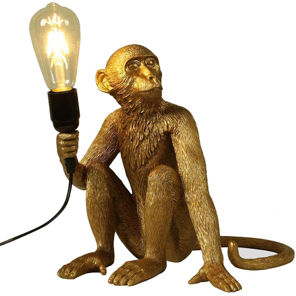 Sitting Monkey Table Lamp in Durable Resin