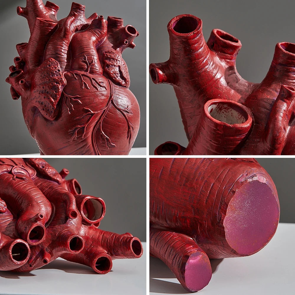 Heart-Shaped Ceramic Vase with Dried Flora