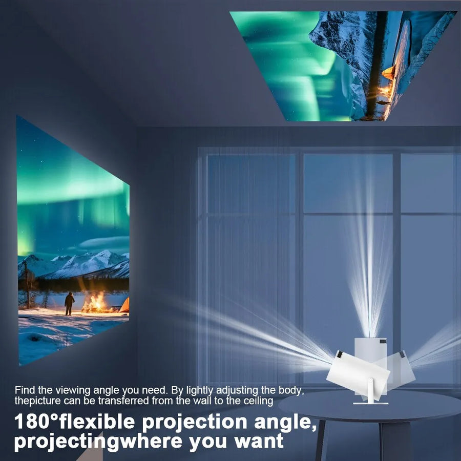 4K Android Smart Projector with 180° Viewing Angle and 360° Sound