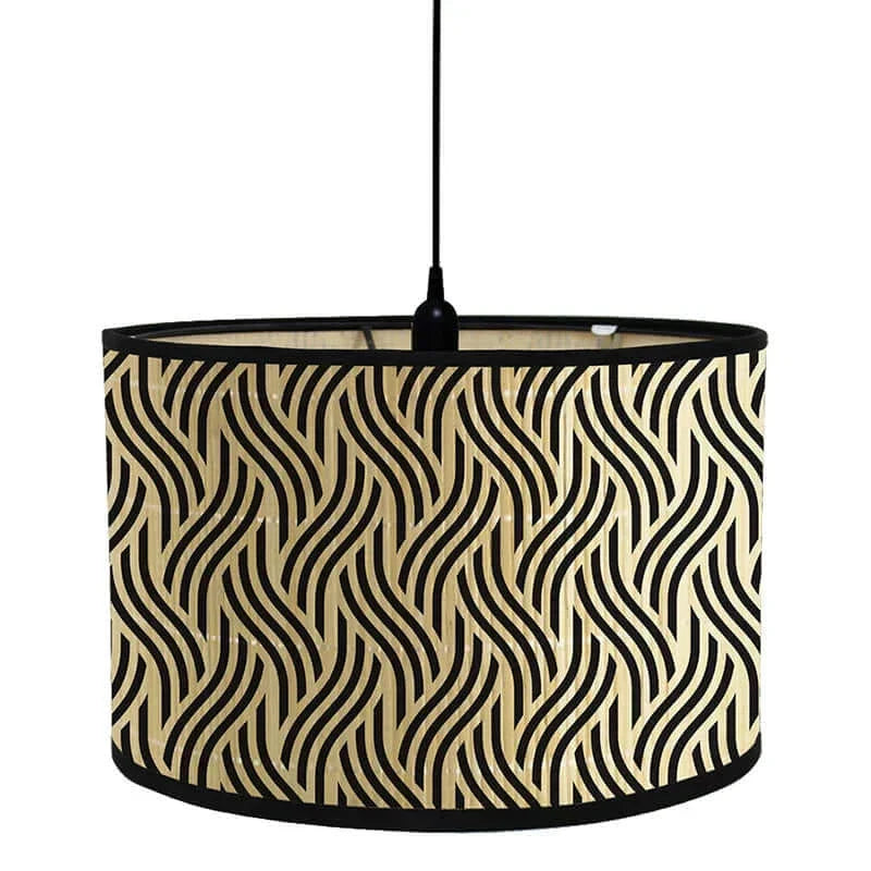Art Deco Bamboo and Iron Drum Lampshade