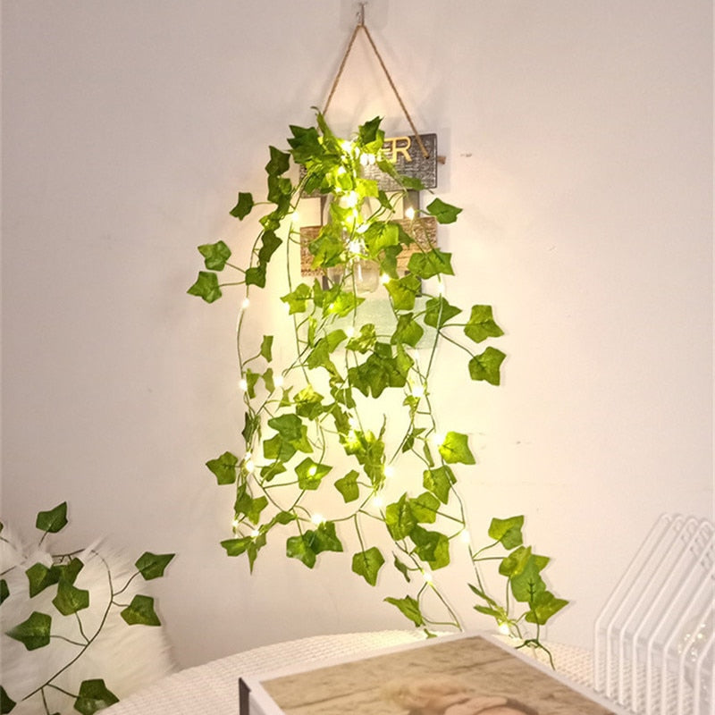 Garden Vine LED String Lights with Leaf Garland Design