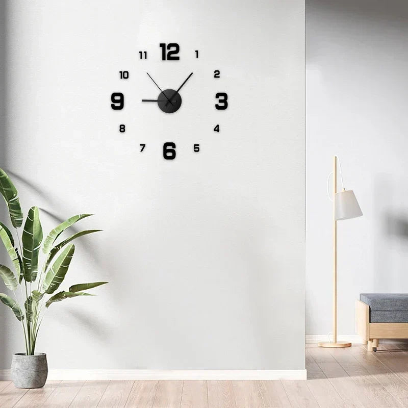 Frameless Contemporary Wall Clock with Large Numbers