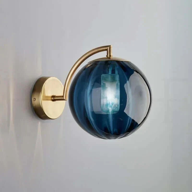 Colorful Glass Wall Light with Gold Base