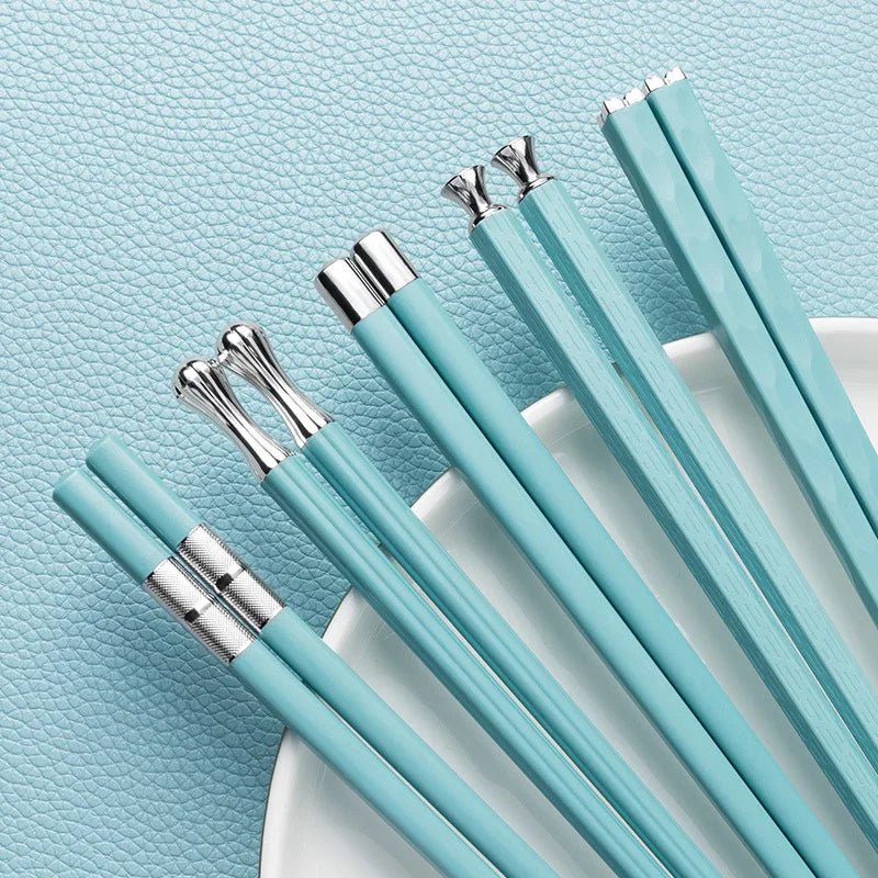 Luxe Alloy Chopstick Set with Elegant Design - 5 Pairs