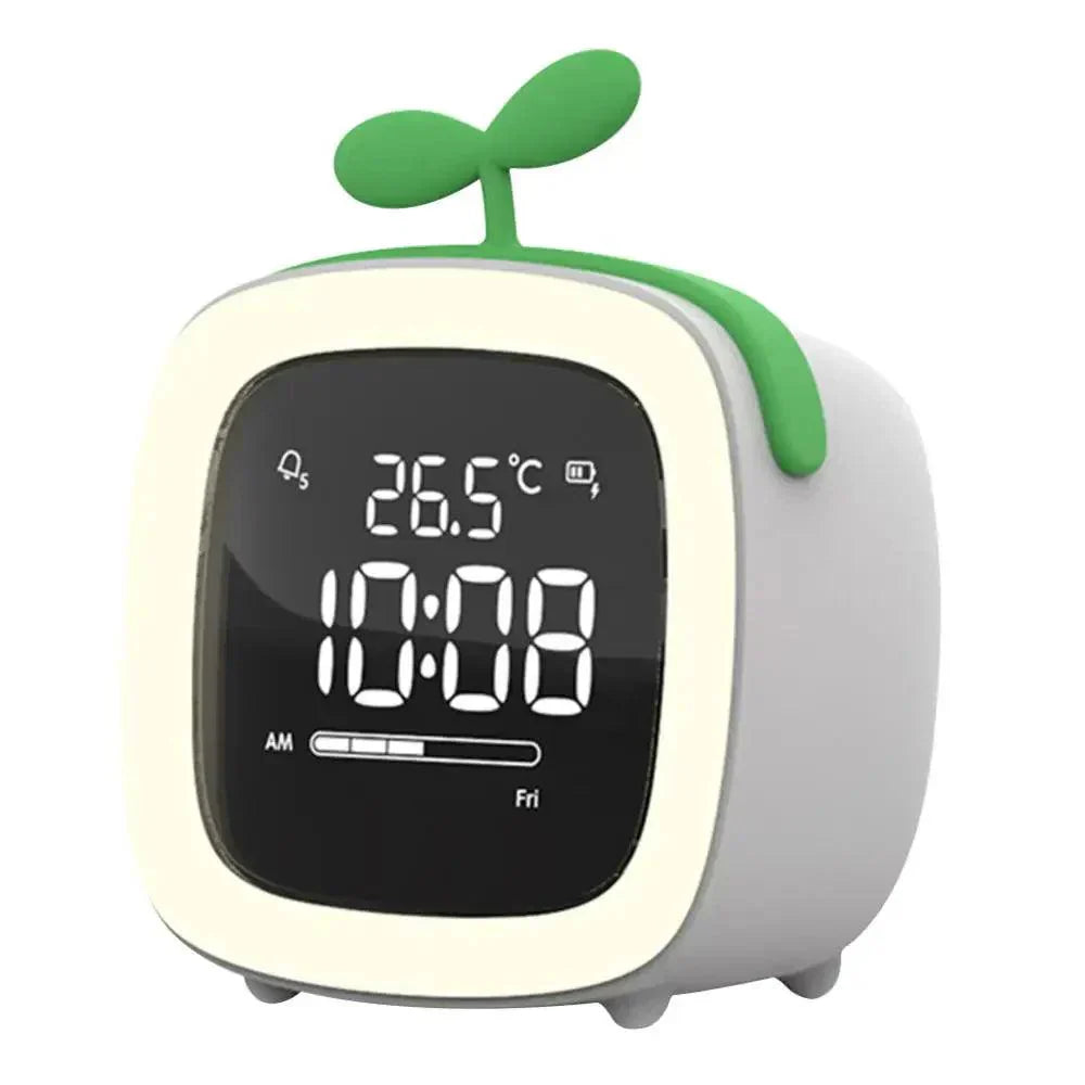 Cartoon Bunny LED Alarm Clock with Night Light – Rechargeable Digital Display for Kids