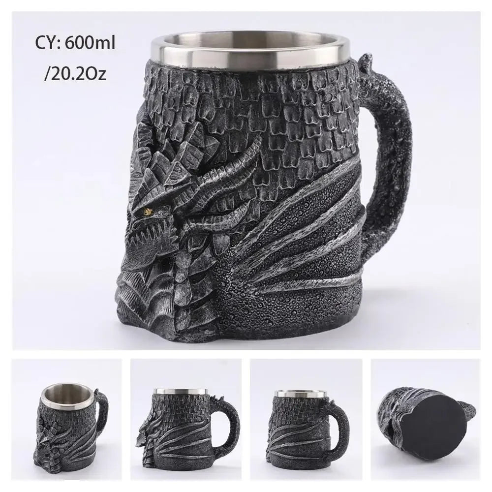 Medieval Dragon Resin and Stainless Steel Mug 600ml