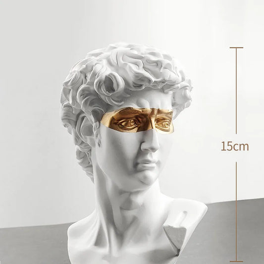 David Bust Sculpture in White Plaster for Home Decoration