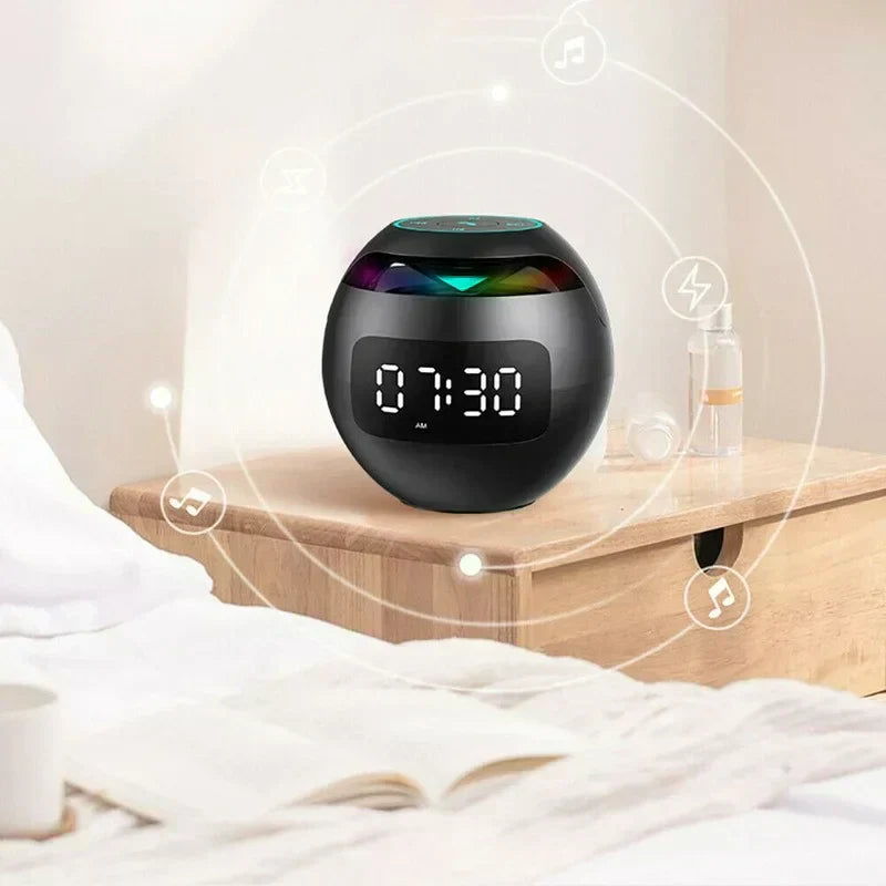 Digital LED Alarm Clock with Bluetooth Speaker and Colorful Night Light