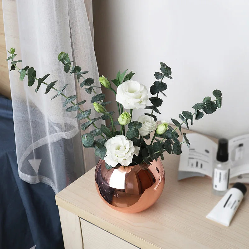 Stainless Steel Scandinavian Flower Vase in Gold, Black, and Rose Gold