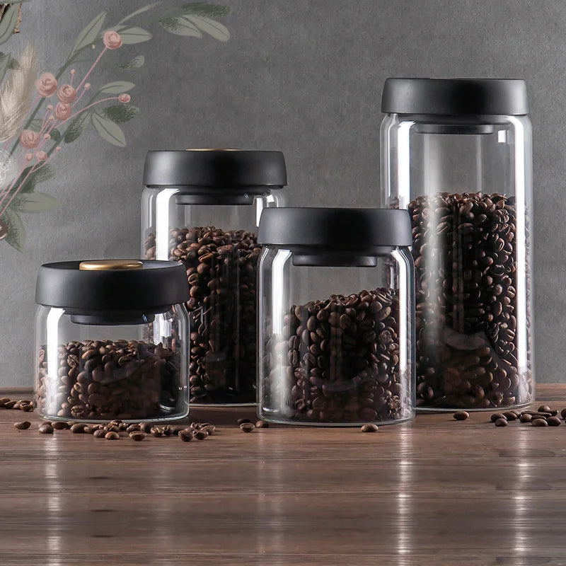 Airtight Glass Vacuum Sealed Canister for Coffee Beans and Food Storage