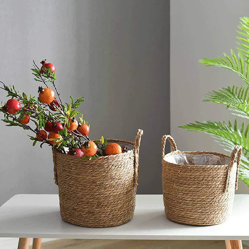 Handwoven Extra Large Straw Flower Pot Storage Basket